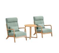 KIBONCY 3-Piece Mid-Century Modern Accent Chair Set with Side Table, Armchair & Fabric Armchairs with Wooden Frame for Living Room(I)