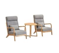 KIBONCY 3-Piece Mid-Century Modern Accent Chair Set with Side Table, Armchair & Fabric Armchairs with Wooden Frame for Living Room(A)