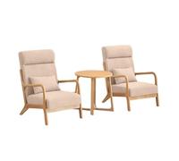 KIBONCY 3-Piece Mid-Century Modern Accent Chair Set with Side Table, Armchair & Fabric Armchairs with Wooden Frame for Living Room(E)