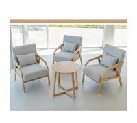 KIBONCY 3-Piece Outdoor Indoor Seating Set, Water-Resistant Solid Wood Frame with Fade-Proof Light Gray Cushions for Garden & Reading Nook(6)