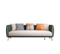 KIBONCY 3-Seater Leather Upholstered Sofa, Modern,Living Room Couch with Gold Trim & Plush Pillows,for Bedroom, Office(A,144cm)