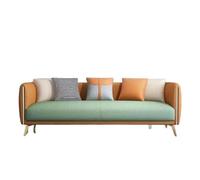 KIBONCY 3-Seater Leather Upholstered Sofa, Modern,Living Room Couch with Gold Trim & Plush Pillows,for Bedroom, Office(C,124cm)