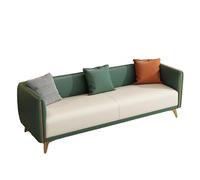 KIBONCY 3-Seater Modern Sofa, Gold Metal Legs Two-Tone Faux Leather Couch Sturdy Wood Frame Accent for Living Room(G,74cm)