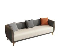 KIBONCY 3-Seater Modern Sofa, Gold Metal Legs Two-Tone Faux Leather Couch Sturdy Wood Frame Accent for Living Room(D,74cm)