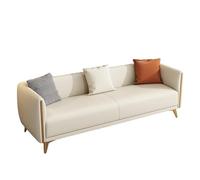 KIBONCY 3-Seater Modern Sofa, Gold Metal Legs Two-Tone Faux Leather Couch Sturdy Wood Frame Accent for Living Room(A,204cm)