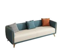 KIBONCY 3-Seater Modern Sofa, Gold Metal Legs Two-Tone Faux Leather Couch Sturdy Wood Frame Accent for Living Room(F,124cm)
