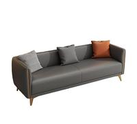 KIBONCY 3-Seater Modern Sofa, Gold Metal Legs Two-Tone Faux Leather Couch Sturdy Wood Frame Accent for Living Room(B,74cm)