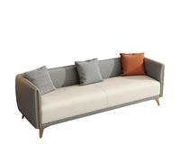 KIBONCY 3-Seater Modern Sofa, Gold Metal Legs Two-Tone Faux Leather Couch Sturdy Wood Frame Accent for Living Room(E,74cm)