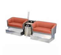 KIBONCY 4-Person Billiard Lounge Spectator Chair Set, Double 2-Seater Pool Viewing Sofa with Integrated Drink Holder Console Cabinet for Home(C)