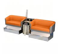 KIBONCY 4-Person Billiard Lounge Spectator Chair Set, Double 2-Seater Pool Viewing Sofa with Integrated Drink Holder Console Cabinet for Home(A)