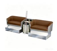 KIBONCY 4-Person Billiard Lounge Spectator Chair Set, Double 2-Seater Pool Viewing Sofa with Integrated Drink Holder Console Cabinet for Home(D)