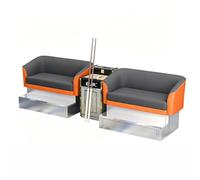 KIBONCY 4-Person Billiard Lounge Spectator Chair Set, Double 2-Seater Pool Viewing Sofa with Integrated Drink Holder Console Cabinet for Home(E)