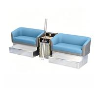 KIBONCY 4-Person Billiard Lounge Spectator Chair Set, Double 2-Seater Pool Viewing Sofa with Integrated Drink Holder Console Cabinet for Home(B)