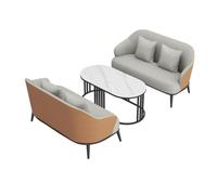 KIBONCY 4-Piece Lounge Set Modern Living Room with Faux Leather Sofa, Loveseat and Marble Coffee Table, 5-Seater Accent Furniture for(D)