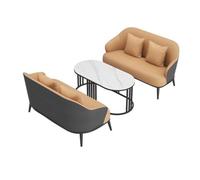 KIBONCY 4-Piece Lounge Set Modern Living Room with Faux Leather Sofa, Loveseat and Marble Coffee Table, 5-Seater Accent Furniture for(E)