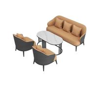 KIBONCY 4-Piece Lounge Set Modern Living Room with Faux Leather Sofa, Loveseat and Marble Coffee Table, 5-Seater Accent Furniture for(B)