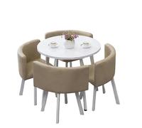 KIBONCY 5-Piece Round Dining Table Set, Faux Leather Upholstered Chairs, Compact with,for Kitchen & Office(G)