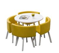 KIBONCY 5-Piece Round Dining Table Set, Faux Leather Upholstered Chairs, Compact with,for Kitchen & Office(D)