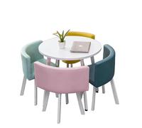 KIBONCY 5-Piece Round Dining Table Set, Faux Leather Upholstered Chairs, Compact with,for Kitchen & Office(J)