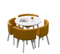 KIBONCY 5-Piece Round Dining Table Set, Faux Leather Upholstered Chairs, Compact with,for Kitchen & Office(I)