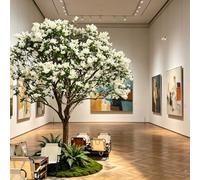KIBONCY Arbre Artificiel à Franges réaliste, Fleurs Blanches denses et élancées, Faux Arbre de Neige d'avril, Plante Paysage en Mousse for décoration intérieure Plafond Haut(2x1.8m)