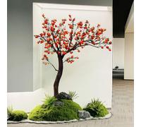 KIBONCY Arbre de Kaki Artificiel, Fausse Plante fruitière à Tronc incurvé avec Baies et Feuillage vifs, Faux Arbre de décoration sans Entretien, Ornement Polyvalent for Salon, Bureau(2m)
