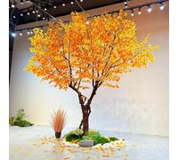 KIBONCY Arbres Artificiels Simulation Ginkgo Arbre Doré Souhaitant Fleur De Cerisier Sycomore Filet De Mariage Rouge Aménagement Paysager Décoration Intérieure Extérieur(4m)