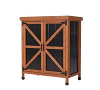 KIBONCY Armoire de Rangement extérieure et Table de Banc d'empotage avec Plateau en métal, Meubles de Patio en Bois, Poste de Travail de Jardin(D)