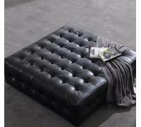 KIBONCY Banc carré Moderne en Cuir véritable, Tabouret Ottoman for Salon, entrée, Magasin de vêtements et Centre Commercial(Genuine Leather 80x80x38cm)