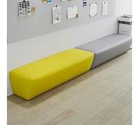 KIBONCY Banc D'attente Modulaire Rectangulaire Arrondi, Tabouret De Canapé Ottoman Rembourré en PU Imperméable À Épissage Libre, for Hall De Bureau, Bibliothèque(D,2M)