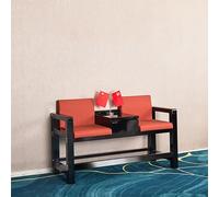 KIBONCY Banc De Salle De Billard avec Table Centrale - Sièges Spectateurs 2 Places en Cuir Rembourré pour Salles De Billard Et Salles De Jeux(Red,2people)