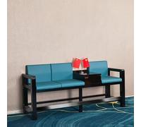 KIBONCY Banc De Salle De Billard avec Table Centrale - Sièges Spectateurs 2 Places en Cuir Rembourré pour Salles De Billard Et Salles De Jeux(Blue,3people)