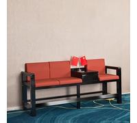 KIBONCY Banc De Salle De Billard avec Table Centrale - Sièges Spectateurs 2 Places en Cuir Rembourré pour Salles De Billard Et Salles De Jeux(Red,3people)