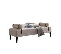 KIBONCY Bed End Bench with New Chinese Design - Minimalist Accent Seat for Bedroom, Living Room, Entryway Sturdy Solid Wood Legs, Breathable Fabric(B,160x50x45cm)