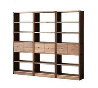 KIBONCY Bibliothèque en Bois Massif, Nouvelle étagère de Sol Noyer Style Chinois, Grande Armoire Rangement Mur à avec Cubes Ouverts, d'affichage Moderne for Salon