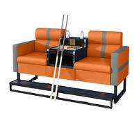 KIBONCY Billiard Club Spectator Sofa with Metal Footrest, Thick Padding Cushion Game Room Couch, Waterproof PU Leather Commercial Seating for Pool Hall(K)