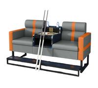 KIBONCY Billiard Club Spectator Sofa with Metal Footrest, Thick Padding Cushion Game Room Couch, Waterproof PU Leather Commercial Seating for Pool Hall(I)