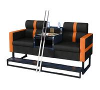 KIBONCY Billiard Club Spectator Sofa with Metal Footrest, Thick Padding Cushion Game Room Couch, Waterproof PU Leather Commercial Seating for Pool Hall(F)