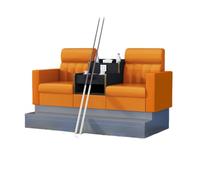 KIBONCY Billiard Hall Luxury Viewing Sofa, High-Density Sponge Cushion Lounge Couch with Sturdy Metal Legs, PU Leather Upholstered Pool Seating(E)