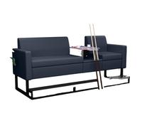 KIBONCY Billiard Hall Seating Couch with Storage Side Table, Durable PU Leather Lounge Sofa & Anti-Slip Base, Comfortable Viewing Seat for Pool & Bar(H)