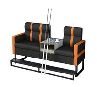 KIBONCY Billiard Lounge Sofa Set, Light Luxury Leather Upholstered Viewing Couch with Metal Base, Comfortable Club Seating for Game Room, Hall(B)