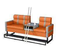 KIBONCY Billiard Lounge Sofa Set, Light Luxury Leather Upholstered Viewing Couch with Metal Base, Comfortable Club Seating for Game Room, Hall(H)