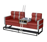 KIBONCY Billiard Lounge Sofa Set, Light Luxury Leather Upholstered Viewing Couch with Metal Base, Comfortable Club Seating for Game Room, Hall(F)