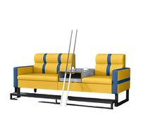 KIBONCY Billiard Lounge Sofa Set, Light Luxury Leather Upholstered Viewing Couch with Metal Base, Comfortable Club Seating for Game Room, Hall(E)
