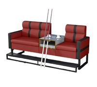 KIBONCY Billiard Lounge Sofa Set, Light Luxury Leather Upholstered Viewing Couch with Metal Base, Comfortable Club Seating for Game Room, Hall(D)