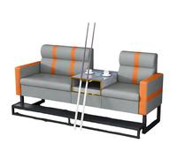 KIBONCY Billiard Lounge Sofa Set, Light Luxury Leather Upholstered Viewing Couch with Metal Base, Comfortable Club Seating for Game Room, Hall(I)