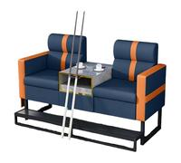 KIBONCY Billiard Lounge Sofa Set, Light Luxury Leather Upholstered Viewing Couch with Metal Base, Comfortable Club Seating for Game Room, Hall(J)