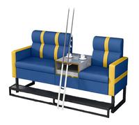 KIBONCY Billiard Lounge Sofa Set, Light Luxury Leather Upholstered Viewing Couch with Metal Base, Comfortable Club Seating for Game Room, Hall(G)