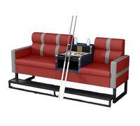 KIBONCY Billiard Room Sofa & Ottoman Set, Soft Upholstered Lounge Chair with Tempered Glass Side Table, Stylish Seating Solution for Home Game(D)