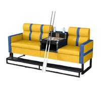 KIBONCY Billiard Room Sofa & Ottoman Set, Soft Upholstered Lounge Chair with Tempered Glass Side Table, Stylish Seating Solution for Home Game(E)